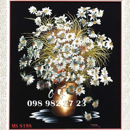 Tranh Thêu Hoa Cúc MS 8198