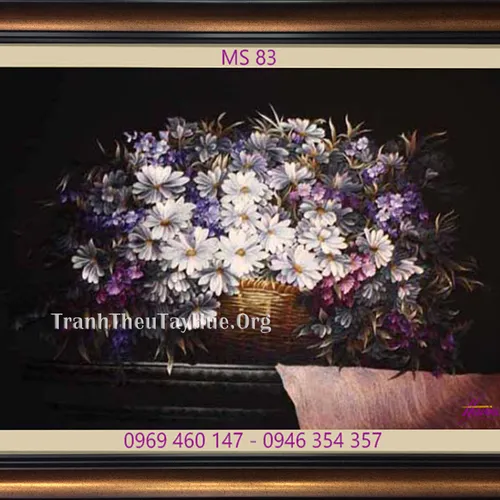 Tranh thêu hoa cúc MS 83