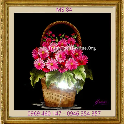 Tranh thêu hoa cúc MS 84