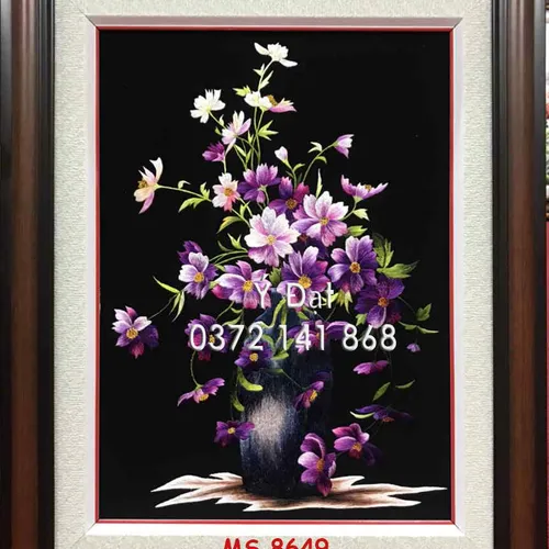 Tranh thêu hoa cúc ms 8649