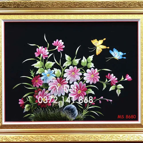 Tranh thêu hoa cúc ms 8680