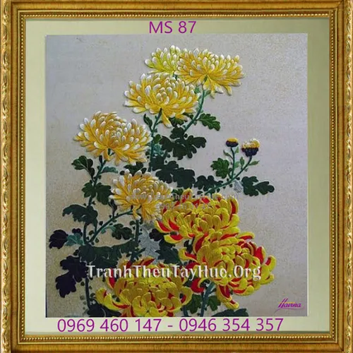Tranh thêu hoa cúc MS 87
