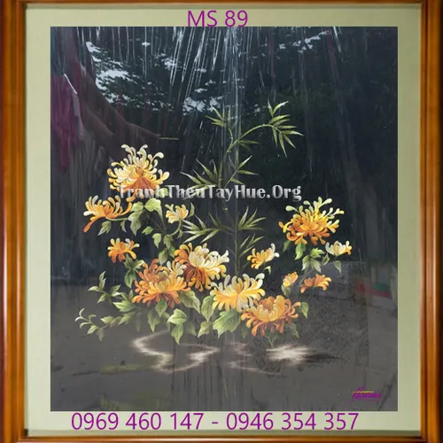 Tranh thêu hoa cúc MS 89