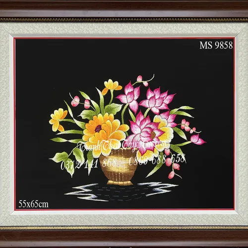 TRANH THÊU HOA CÚC MS 9858