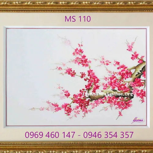 Tranh thêu hoa đào MS 110