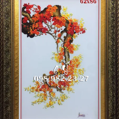 Tranh Thêu Hoa Đào MS 8137