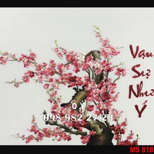 Tranh Thêu Hoa Đào MS 8185