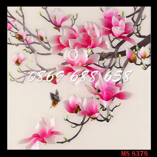 TRANH THÊU HOA ĐÀO MS 8378