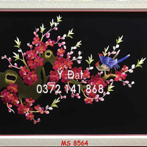 Tranh thêu hoa đào MS 8564