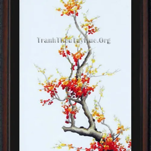Tranh thêu hoa đào MS 96