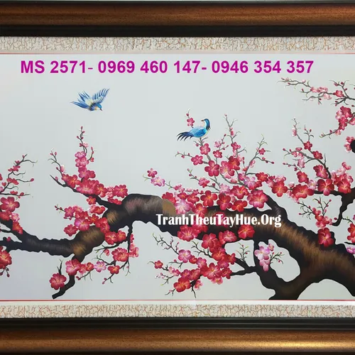Tranh thêu Hoa Đào Sắc Xuân MS 2571