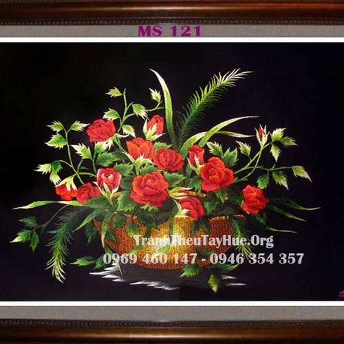 Tranh thêu hoa hồng MS 121