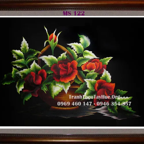 Tranh thêu hoa hồng MS 122
