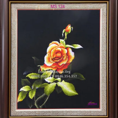 Tranh thêu hoa hồng MS 124