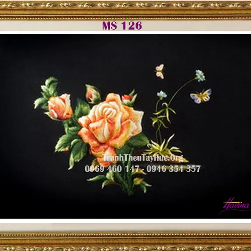 Tranh thêu hoa hồng MS 126