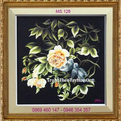 Tranh thêu hoa hồng MS 128