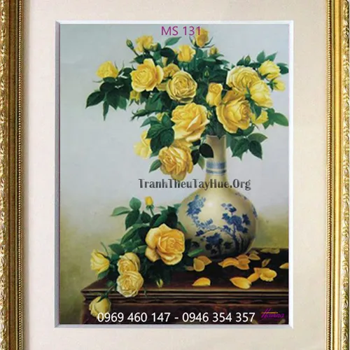 Tranh thêu hoa hồng MS 131