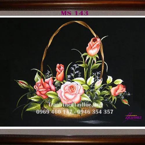 Tranh thêu hoa hồng MS 143