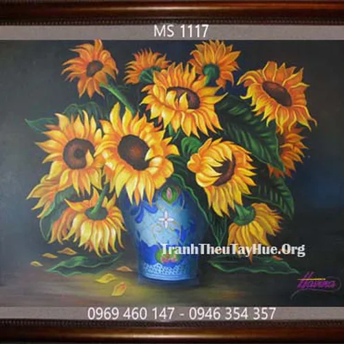 Tranh thêu hoa hướng dương MS 1117