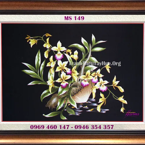 Tranh thêu hoa lan MS 149