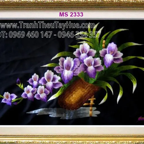 Tranh thêu hoa lan MS 2333