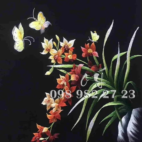 Tranh Thêu Hoa Lan MS 8353