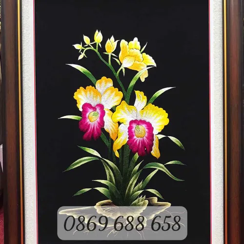 Tranh thêu hoa lan ms 8640