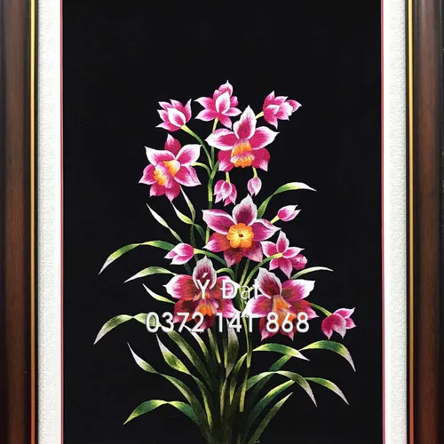 Tranh thêu hoa lan ms 8642