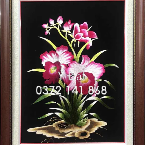Tranh thêu hoa lan ms 8645
