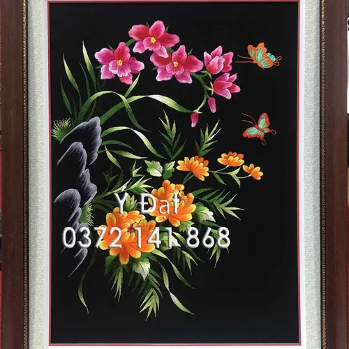 Tranh thêu hoa lan ms 8647