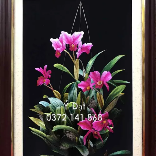 Tranh thêu hoa lan ms 8650
