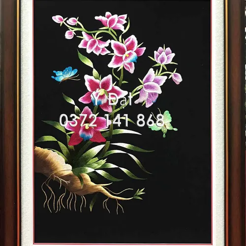 Tranh thêu hoa lan ms 8672