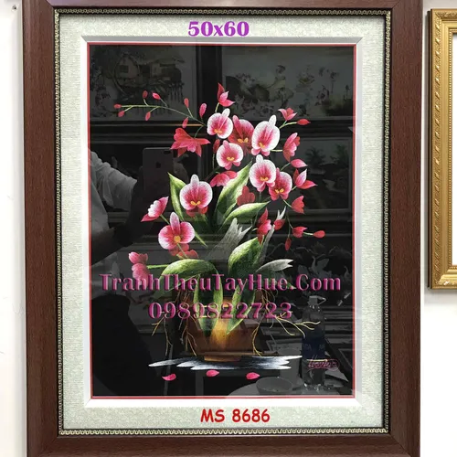 Tranh thêu hoa lan ms 8686