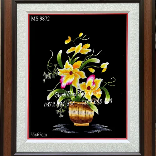 Tranh thêu hoa lan ms 9872
