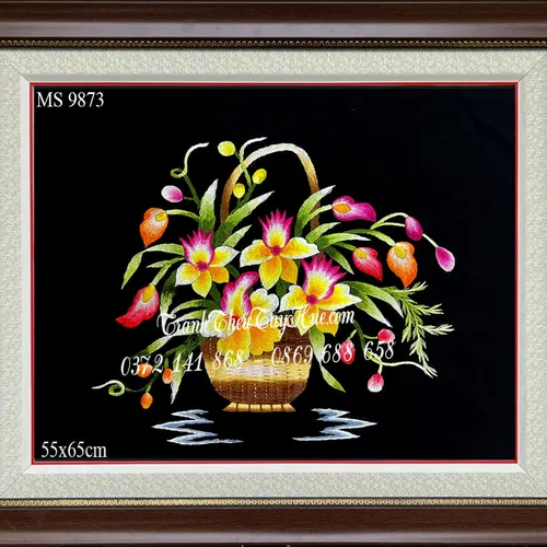 Tranh thêu hoa lan ms 9873