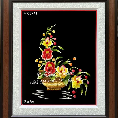 Tranh thêu hoa lan ms 9875