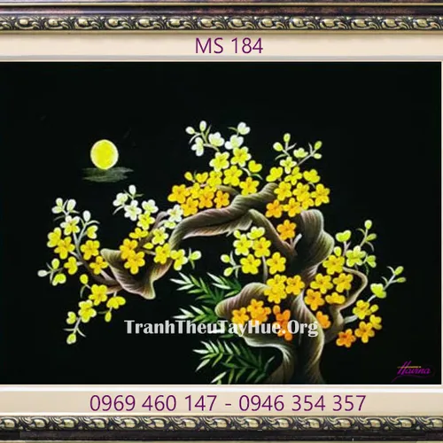 Tranh thêu hoa mai MS 184