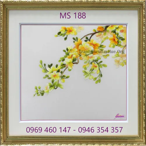 Tranh thêu hoa mai MS 188
