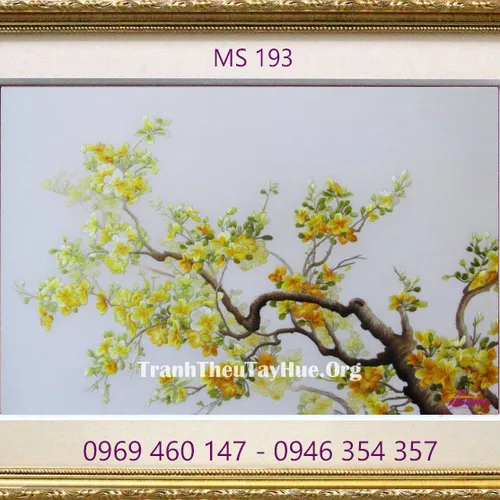 Tranh thêu hoa mai MS 193