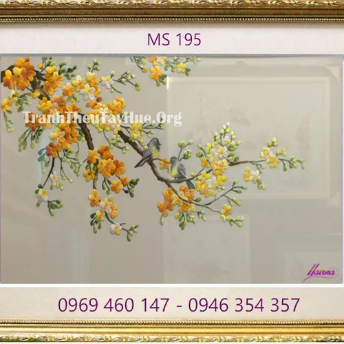 Tranh thêu hoa mai MS 195