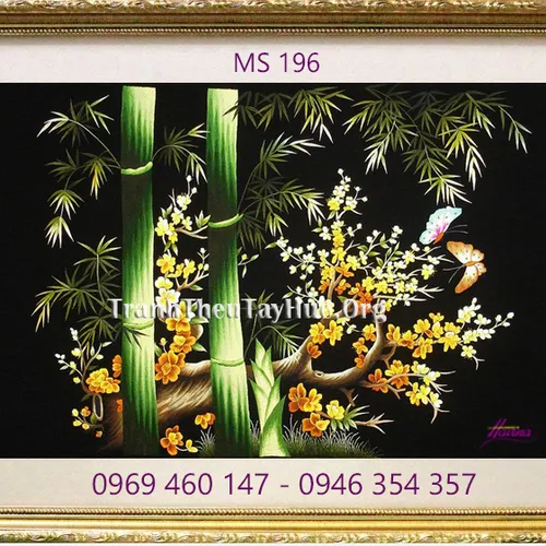 Tranh thêu hoa mai MS 196