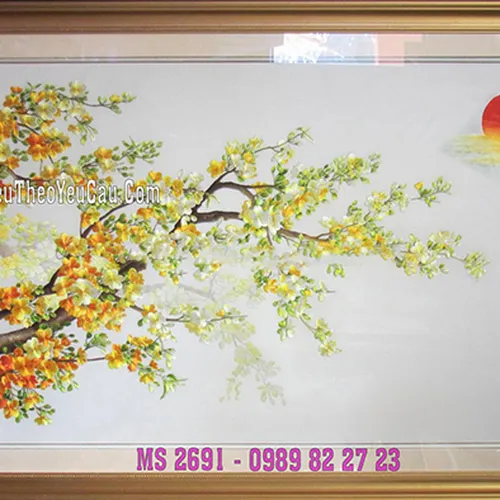 Tranh thêu hoa mai MS 2691
