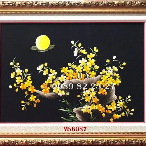 Tranh thêu hoa mai ms 6087