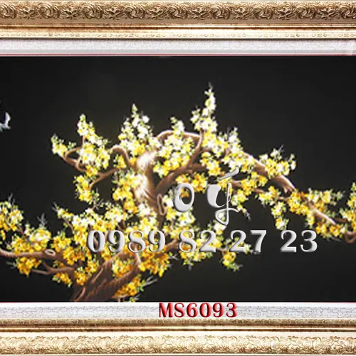 Tranh thêu hoa mai ms 6093