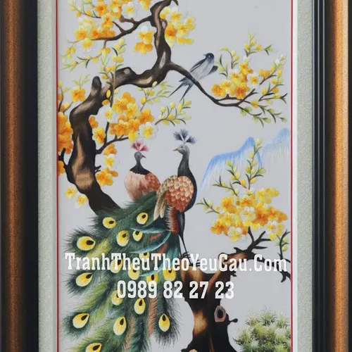 Tranh thêu hoa mai ms 6094