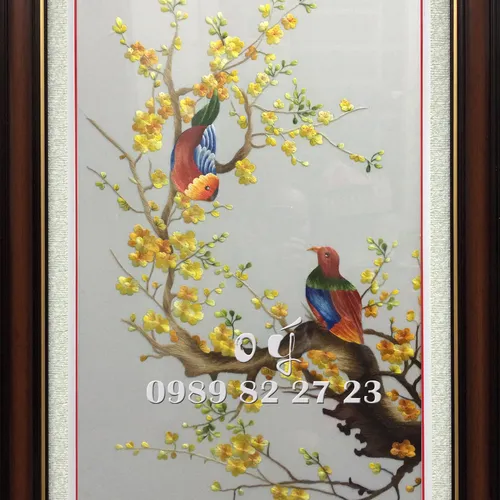 Tranh thêu hoa mai ms 6096