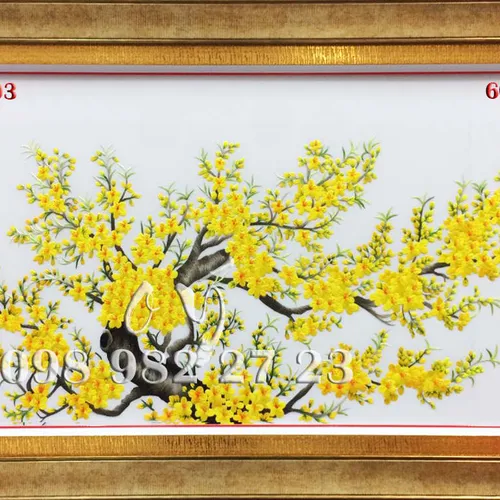 Tranh thêu hoa mai MS 8103