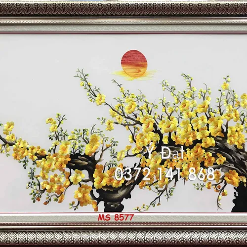 Tranh thêu hoa mai ms 8577