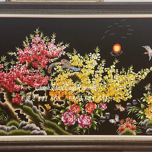 Tranh thêu hoa mai ms 9876