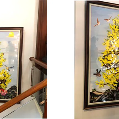 Tranh thêu hoa mai thực hiện theo yêu cầu của anh Phong